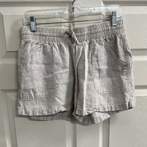 Allen Allen Womens Khaki Linen Drawstring Shorts- Size Large- VGUC
